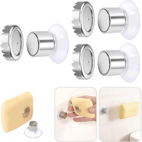 Seifenschale Mit Magnetsaugnäpfen – Set Mit 3 Wandhalterungen Aus Edelstahl, Kein Bohren Erforderlich, Zylindrisch (3,1 × 1,9 × 6 Cm)