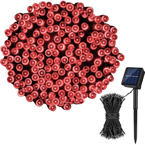 Solarbetriebene Lichterkette Für Den Außenbereich, 20 M, 200 Leds, Wasserdicht, Für Den Innenbereich, Mit 8 Lichtmodi, Dekorative Gartenlampen (rotes Licht) [energieklasse A+++]