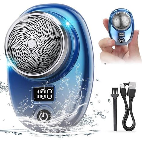 (farbe: Blau) Mini-rasierer, Usb-aufladbar, Wasserdicht, Tragbar, Elektrisch, Einfache Ein-knopf-anwendung Für Nass- Und Trockenrasur, Geeignet Für