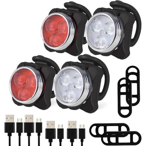 Fahrradbeleuchtungsset – Usb-aufladbar – 4 Beleuchtungsmodi – Gut Sichtbar – Frontbeleuchtung