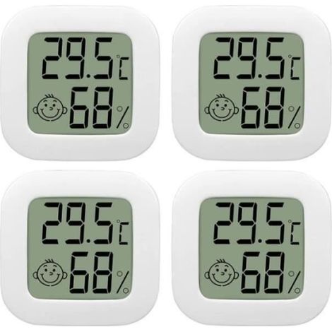 4er-pack Mini-lcd-thermometer-hygrometer Für Den Innenbereich Mit Hoher Genauigkeit Und Luft-symbol