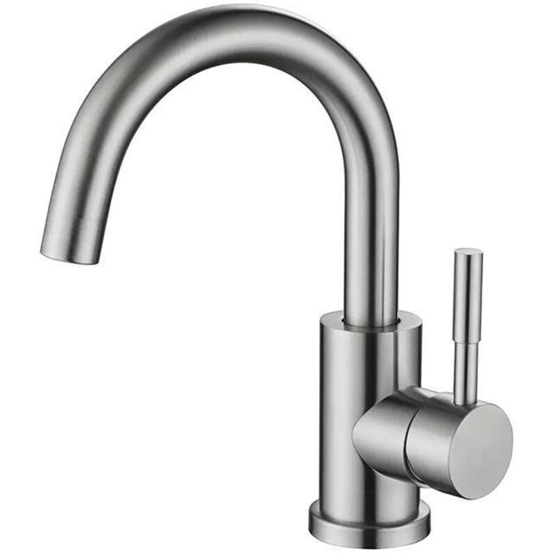 360° Schwenkbare Waschtischarmatur, Hohe Einhebel-badarmatur, Warm- Und Kaltwasseranschluss, Abnehmbarer Strahlregler, Klassische Chromoberfläche, 60 Cm Schlauch