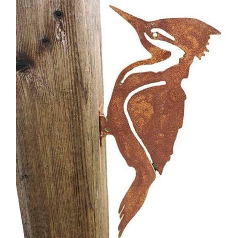 Tinor – Metall-gartendekoration, Silhouette Rostiger Vögel – Hochwertiges Eisen – Dekoratives Element Für Rasen Und Zäune – 60 Cm