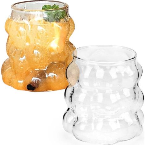 Trinkgläser Und Gläser, 2er-set À 350 Ml Wassergläser, Bubble-gläser Für Eiskaffee, Latte Macchiato, Matcha-gläser Für Mojito, Elegante Gläser, Spülmaschinenfest
