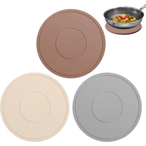Set Mit 3 Silikon-untersetzern (22 Cm), Multifunktionale Runde Untersetzer, Hitzebeständig, Rutschfest, Wiederverwendbar Und Waschbar.