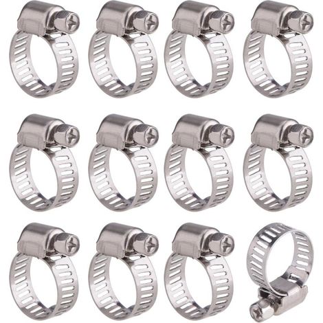 Lefou 12-teiliges Set Verstellbarer Edelstahl-schlauchschellen, Schlauchclips, Befestigungselemente (9-16 Mm) Lefou