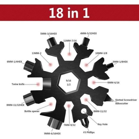 18-in-1 Schneeflocken-multitool – Schlüsselanhänger-flaschenöffner – Reise- Und Campingzubehör