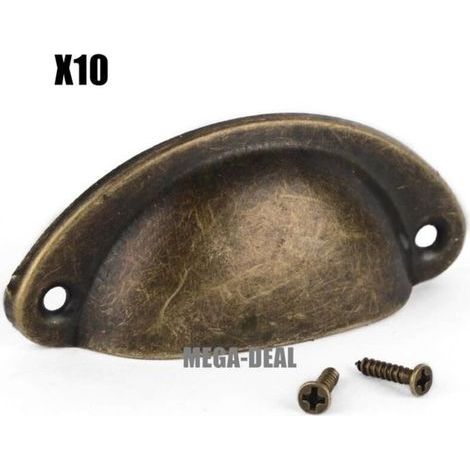 Mega-angebot: 10 Stück Türgriffe Aus Eisen Mit Schrauben (bronzefarben)