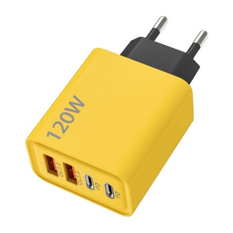 120-w-pd-schnellladegerät Mit 4 Usb-typ-c-anschlüssen – Eu, Mehrfachanschluss, Gelb