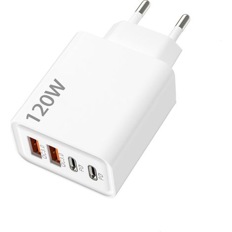 120-w-pd-schnellladegerät Mit 4 Usb-typ-c-anschlüssen – Eu, Mehrfachanschluss, Weiß