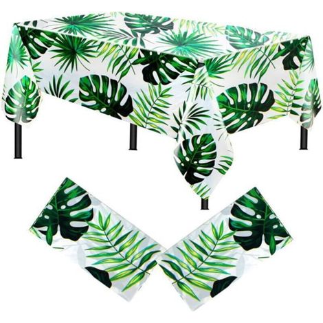 2 Hawaiianische Tischdecken, Wasser- Und Ölabweisende Kunststofftischdecke, Tropische Palmenblatt-tischdecke, Pzcc-tischdecke