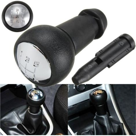 Schaltknauf - Neu - 5-gang - Adapter Für Peugeot - Schwarz - Metall Und Abs