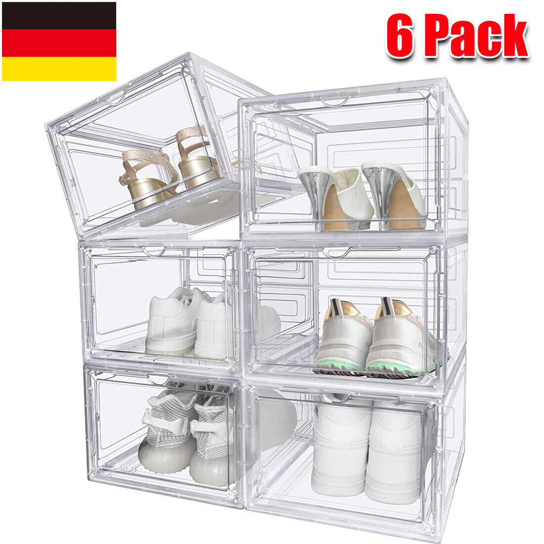 6er-pack Transparente Schuhaufbewahrungsboxen Aus Robustem Kunststoff, Stapelbar