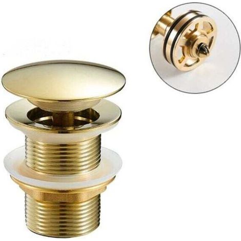 Pop-up-waschbeckenablauf – Messing – Universal – Ohne Überlauf – Für Waschbecken Und Spülbecken – Gold Ikodm