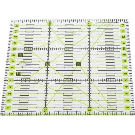 Quiltlineal – Ej.life – 15 X 15 Cm – Acryl – Zweifarbig Schwarz Und Grün – Präzise Schnittführung