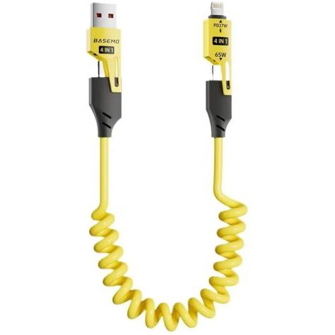 4-in-1-spiralkabel Mit Einzugsmechanismus, 65-w-schnellladefunktion, 1,5 M Lang, Kompatibel Mit Iphone 16, Huawei Und Allen Smartphones