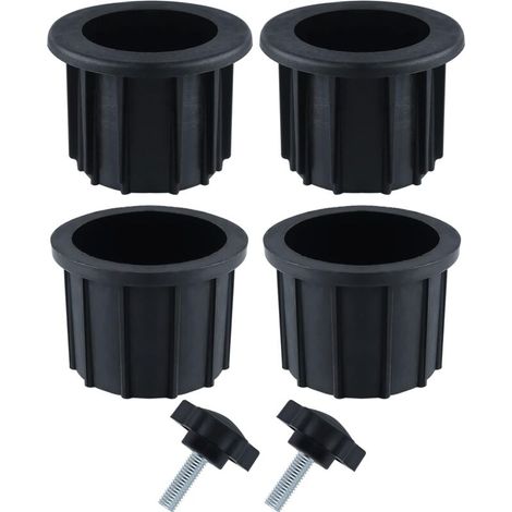 Csparkv (6×6×6cm) (schwarz) 2 Sets (6-teilig) Balkon-sonnenschirmzubehör, 4 Schirmlochringe Und 2 Handgriffschrauben, Schirmhalterzubehör Für Terrassentisch Und Balkon