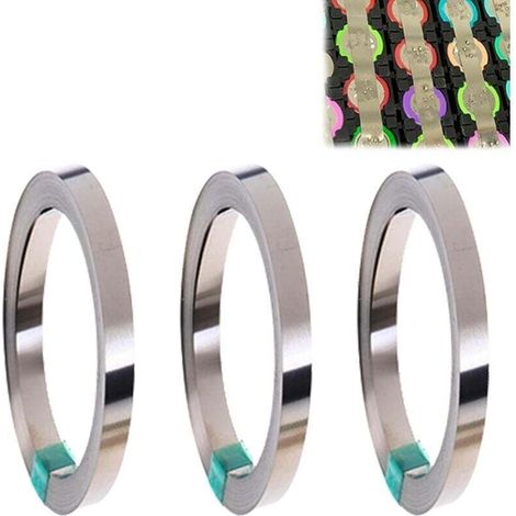 Enowelir 3 Rollen Nickelband: Reines Nickelband, 0,18 Mm X 10 M, Punktschweißbares Reines Nickelband, Korrosionsbeständiges Nickelband Für 18650-batterien