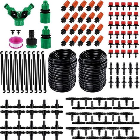 Minkurow Gartenbewässerungssystem, 20 M Mikro-tropfbewässerungsset, Automatisches, Regulierbares Bewässerungssystem Für Landschaft, Terrasse, Gewächshaus, Rasen Und Pflanzen, 125-teilig