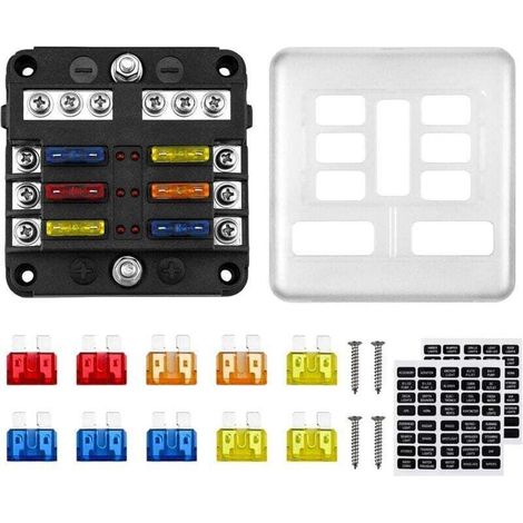 Enowelir 6-kreis-12v-sicherungskasten Mit 10 Ato-sicherungen Und 6 Led-anzeigen Für Auto, Boot Und Wohnmobil