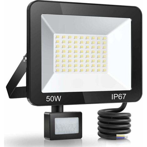 Enowelir 50w Led-außenstrahler Mit Bewegungsmelder, Ip67 Wasserdicht, 5000 Lm, Kaltweiß 7000 K, Für Garten, Terrasse Und Eingangsbereich