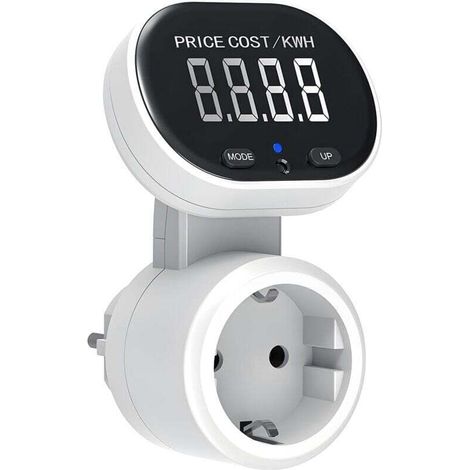 Enowelir Stromzähler Wattmeter Zum Einstecken Mit 7 Modi, 45° Drehbarem Display, Max. 3680 W – Weiß