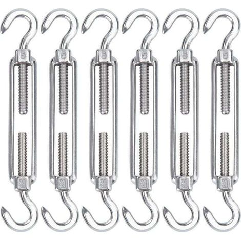 Enowelir Set Mit 6 Edelstahl-seilspannern M5, Verstellbare Haken Zur Montage Von Sonnensegeln, Wäscheleinen Und Zäunen