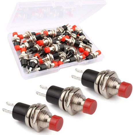 30 Stück Rote 7-mm-spst-mini-momentan-drucktaster, Runde Mini-ein/aus-drucktaster, 1 A 250 V Ac 2-polig, Für Modelleisenbahnen