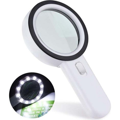 Enowelir 30-fache Vergrößerungslupe Mit 12 Leds, Beleuchtete Taschenlupe Für Schmuckherstellung, Uhrmacherei, Bastelarbeiten Und Zum Lesen