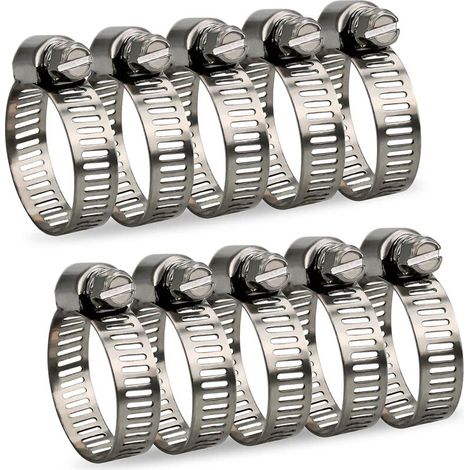 Verstellbare Schlauchschelle 16-25 Mm Bereich 304 Edelstahl Sortiment Schlauchschellen Clips Für Haushaltswasserschlauch, Gasschlauch, Kfz-schlauch, Wasserhahn 10 Stück (16-25 Mm)