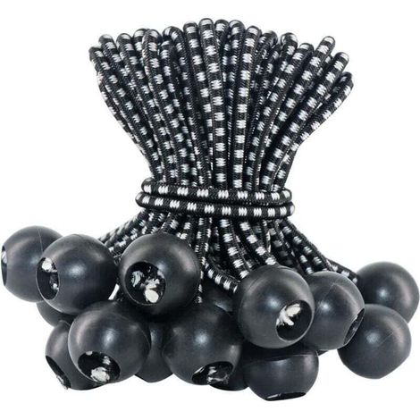 Enowelir 50-teiliges Elastisches Bungee-seil Mit Gummikugeln Für Planen, Zelte, Vorhänge, Banner, Camping, 10 Cm