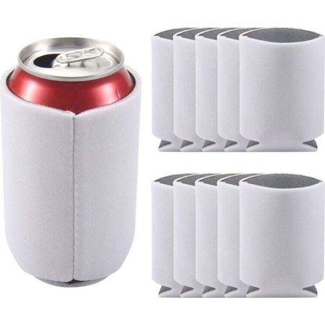 10 Stück Neopren-kühlhüllen Für Bierdosen, Getränkebecher Und Flaschen, Isolierhüllen, Neu, Weiß