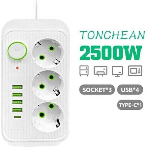Enowelir 3-fach Steckdosenleiste Mit 4 Usb-anschlüssen (1x Usb-c), 8-in-1-netzteil Für Zuhause Und Büro, Weiß