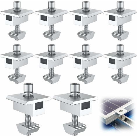 10 Stück Aluminium-solarmodul-montagehalterungen, T-förmige Mittelanschlüsse, Pv-solarmodulmontage, Zentrale Dachmontagehalterung, Für 35 Mm Gerahmte Module