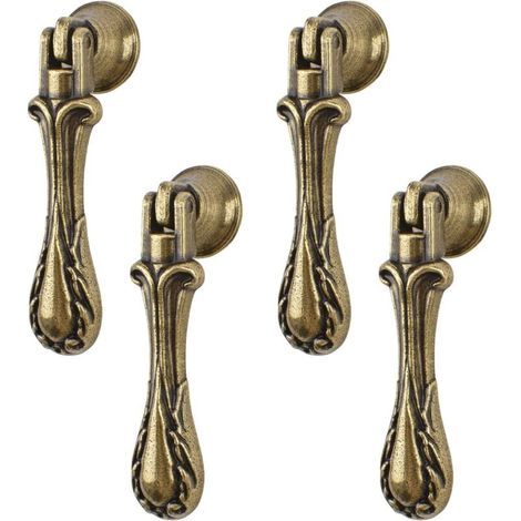 Set Aus 4 Tropfenförmigen Hängegriffen Im Vintage-stil Aus Bronzegrüner Zinklegierung Mit Einem Einzelnen Loch, Für Schränke, Kleiderschränke, Kommoden, Schubladen, Türen Und Dekorative Möbel.