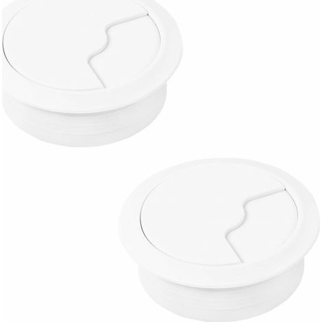 Memkey – Versenkte Kabeldurchführung Für Schreibtische – Weißer Pvc-kunststoff – 80 Mm Durchmesser, 94 Mm Tülle – 2er-pack Für Usb- Und Stromkabel