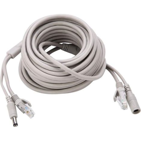 Memkey – 15 M Cctv-kabel – Cat-5-kabel Mit Rj45-stecker – 2,1 Mm Stromkabel – Kompatibel Mit Ip-kameras Und Nvr-systemen