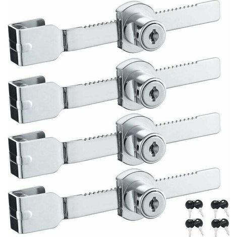 Enowelir Set Mit 4 Glasschiebetürschlössern, Chrom-finish, Mit Identischen Schlüsseln