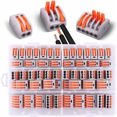 Enowelir 60-teiliges Set Elektrischer Steckverbinder Mit Bedienhebel, 30 Stück 2-polig, 20 Stück 3-polig, 10 Stück 5-polig