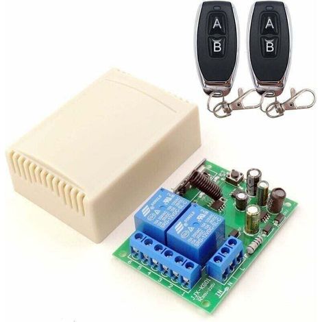 Enowelir 2-kanal-funkfernbedienung 433 Mhz Ac 220 V Mit Relais Und Fernbedienungen Für Garagentor, Rollladen, Licht, Pumpe