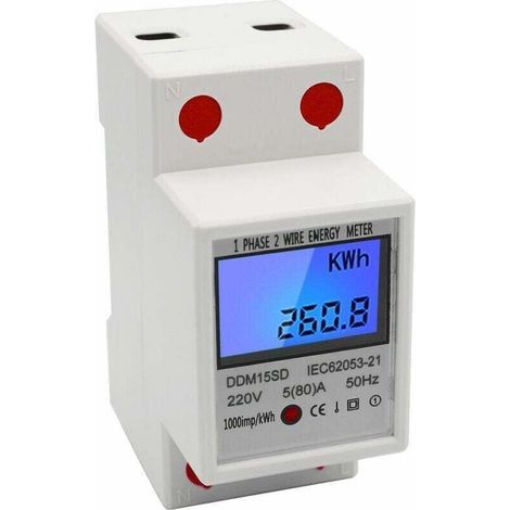 Enowelir Einphasen-elektronikzähler Din-schiene 5-80a 220v 50hz Kwh Mit Weiß Hinterleuchtetem Lcd-display