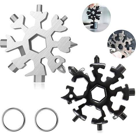 18-in-1-schneeflocken-multitool. 2 Schneeflocken-schraubenschlüssel Aus Edelstahl. Mini-schraubendreher Aus Edelstahl. Tragbares Multitool.