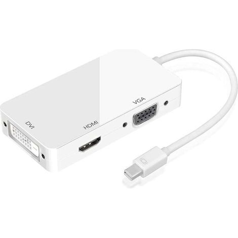 Ozvavzk Mini Displayport Auf Hdmi Vga Dvi Adapterkabel 1080p 3-in-1 Thunderbolt Mini Dp Auf Hdmi Vga Konverter, Für Macbook Microsoft Lenovo Thinkpad Carbon Touch Helix (weiß)