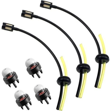 Aiperq – Universelles Kraftstoffschlauch- Und Primerpumpen-set – 3 Flexible Pvc-schläuche – 4 Polyurethanpumpen – Kompatibel Mit Freischneidern Und Kettensägen