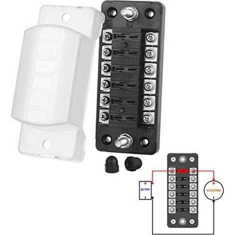 Memkey – 12-v-6-fach-sicherungskasten Für Ato/atc 1–20 A – 32 V Spannung – Pbt-material – M5-schraubanschlüsse – Schnelle Montage Mit Selbstbohrenden Schrauben