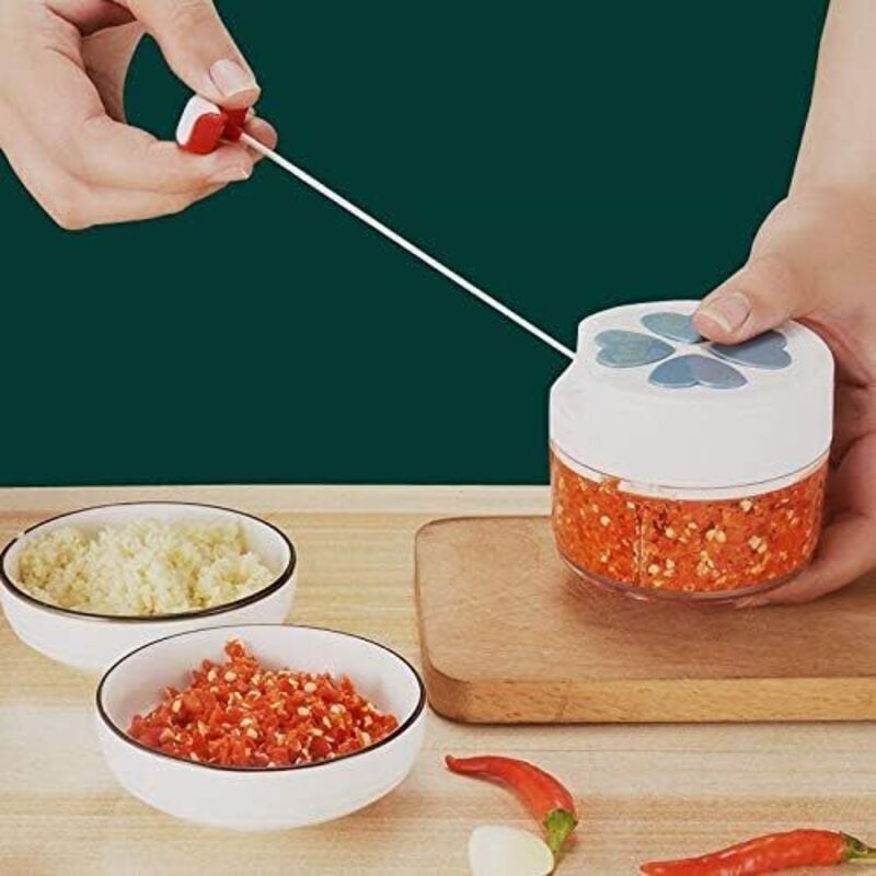 Mini-gemüse- Und Zwiebelzerkleinerer (170 Ml) Mit 2 Gebogenen Edelstahlklingen, Fleischwolf/mixer/zwiebel-/salat-/ingwer-/obst-/kräuter-/knoblauchzerkleinerer Mit Integriertem Mixer