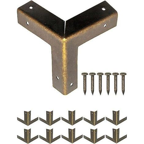 10er-pack Antike Metall-möbelecken, Kantenschutzecken Für Kisten Und Möbel – Vintage-stil, Gealtertes Messing – 32 X 32 Mm
