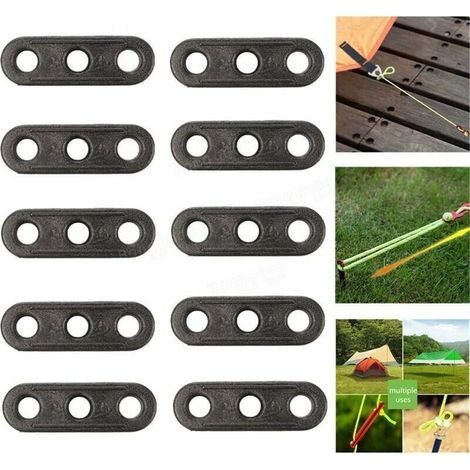 10er-pack Seilspanner Mit 3 Löchern Für Camping – Abmessungen: 37 X 12 X 3,2 Mm – Für Abspannleinen Und Seile Bis 5 Mm Durchmesser