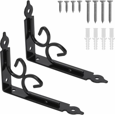 Memkey – Vintage Schwarze Metall-wandhalterungen 150x115x3mm – 2er-pack – Hohe Tragfähigkeit – Einfache Montage Mit Schrauben Und Dübeln