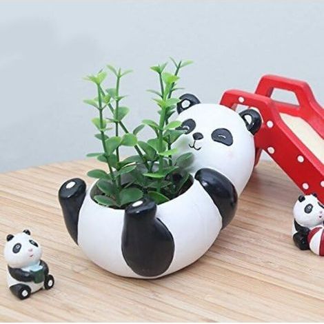 Niedliche Sukkulenten-pflanztöpfe In Tierform, Vasen, Pflanzgefäße, Deko-pflanztöpfe, Mini-bürodekoration (panda) - Fei Yu